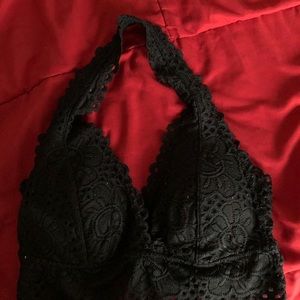 Black lace halter top